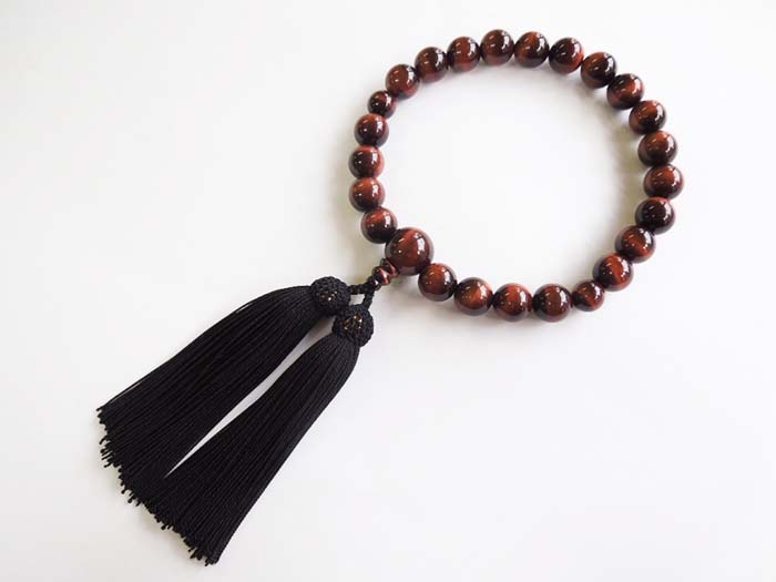 赤虎目石四分玉片手数珠黒二五房共仕立 お数珠の安田念珠店へ｜総本山