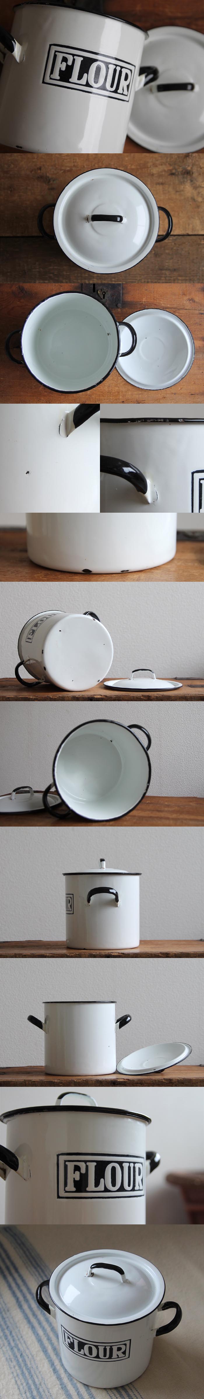 イギリス アンティーク ホーローフラワー缶/FLOUR/キャニスター/小麦粉