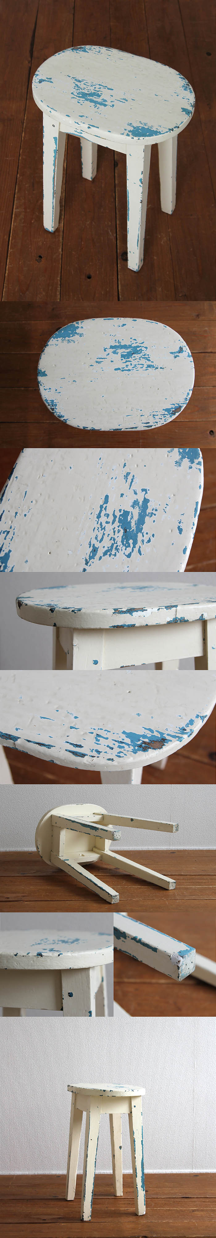 イギリス アンティーク ペイントスツール 木製椅子 シャビーシック