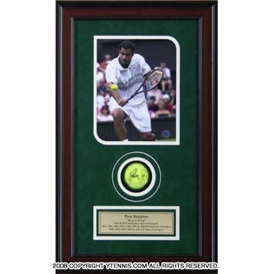 激レア! ピート・サンプラス 自筆サインボール入り フォト(写真)パネル