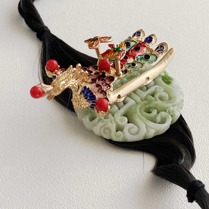 韓国ドラマ王妃の髪飾り・チョゴリ用ヘアースタイルチョッチ鳳凰翡翠風