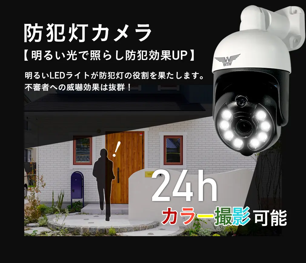 Wi-Fi 防犯灯カメラ みてるちゃん5プラス アンテナ内蔵 夜間カラー WTW