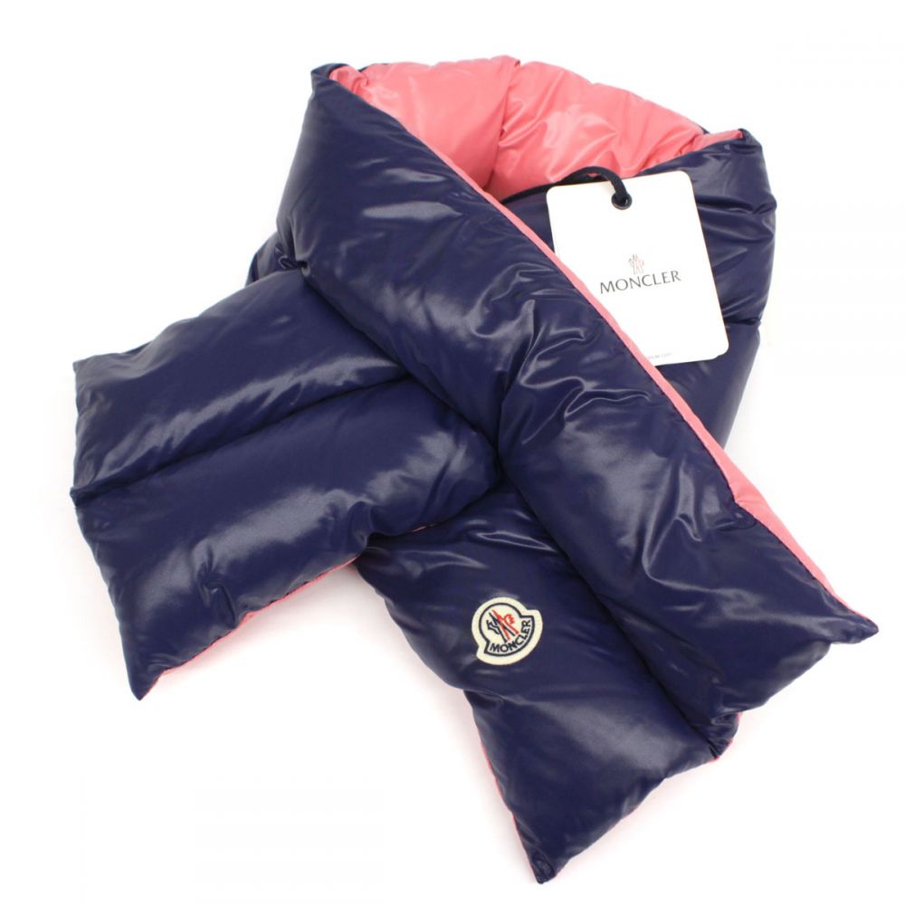 モンクレール/マフラー/ダウン/ネイビー×ピンクの高価買取【リサイクル