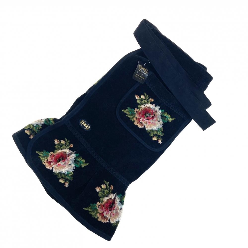 FEILER フェイラー 花柄 薔薇 エプロン ブラック FEILER 花柄 エプロン 黒