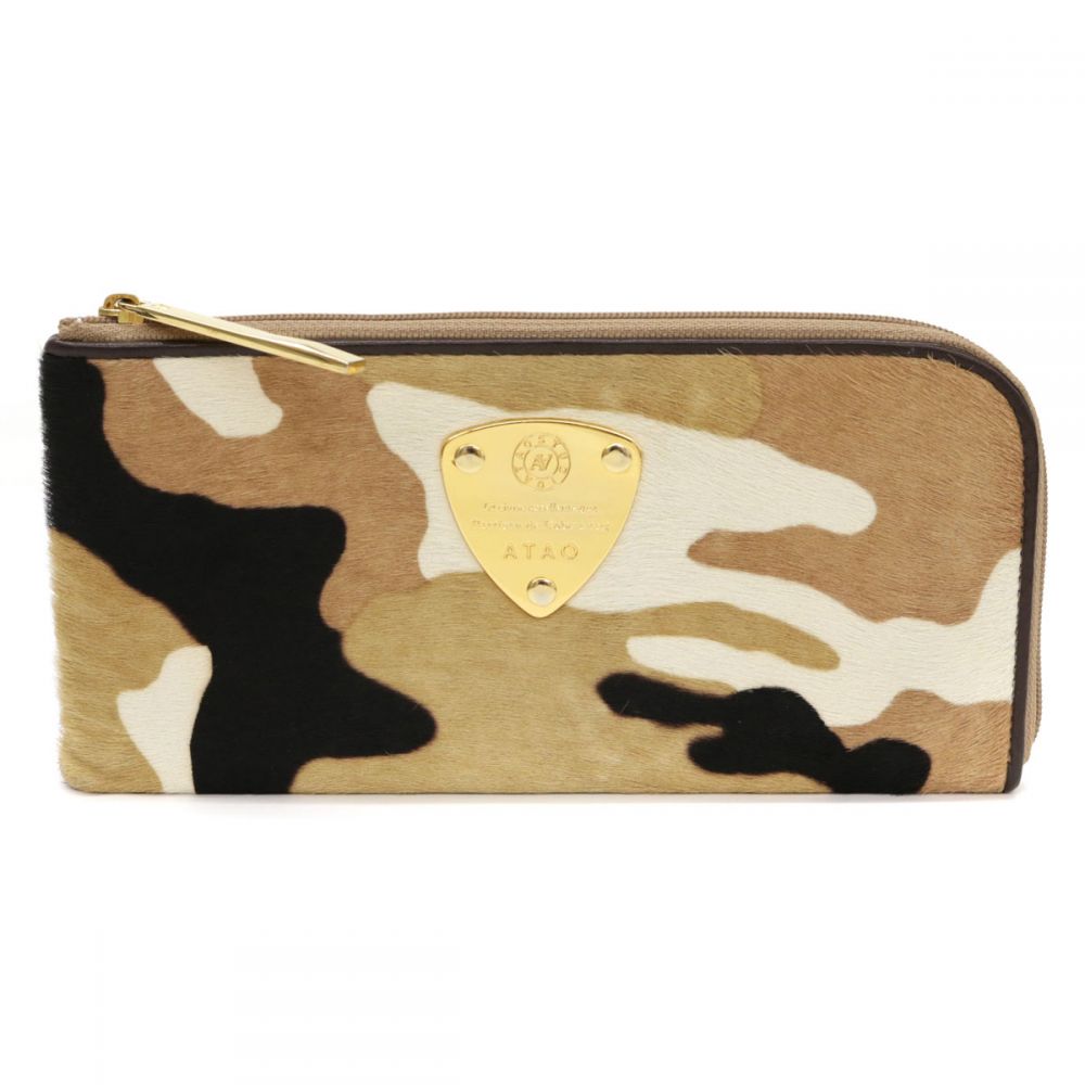 アタオ/L字ファスナー長財布/ハラコ/カモフラ/迷彩の高価買取