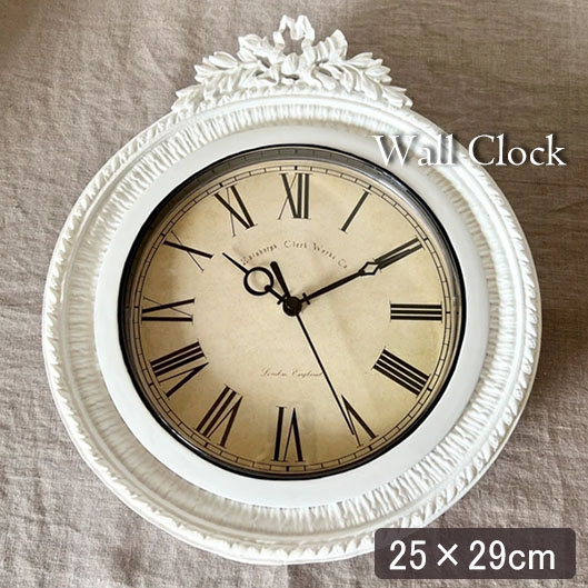アンティーク ウォールクロック 壁掛け時計 ホワイト｜Y-KAGU(輸入家具