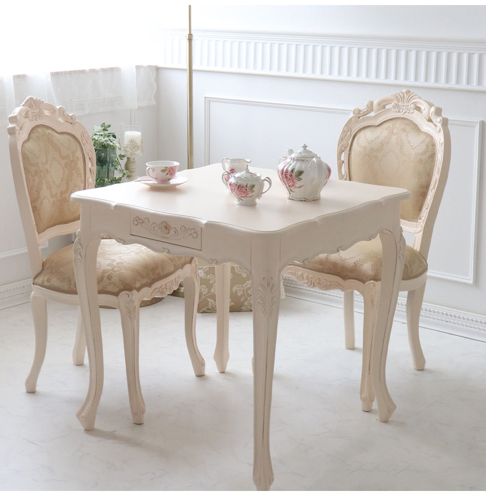 ダイニングテーブル 幅75cm｜ヨーロピアンクラシックホワイト