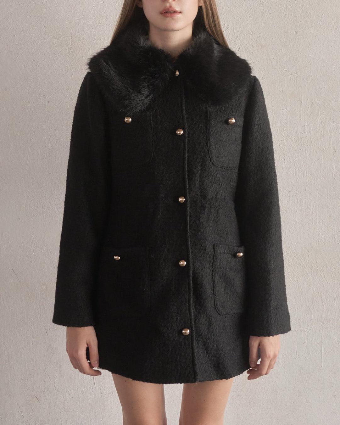 Fur collar classical coat – YILON