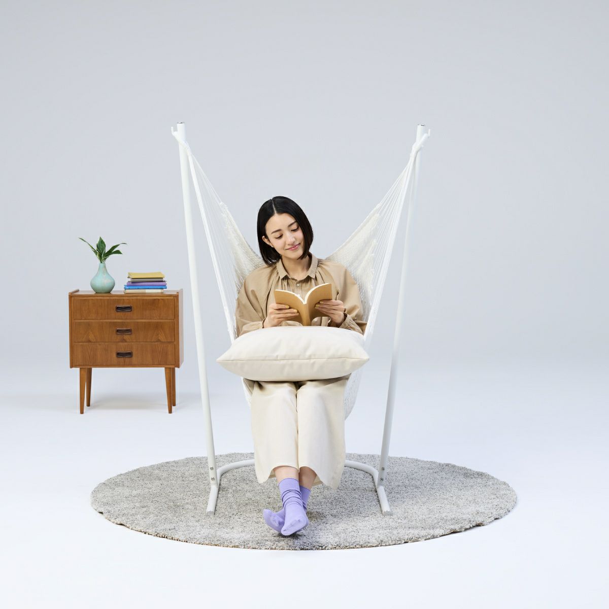yocabito ハンモックチェア RESORT 白 自立式 クッション付