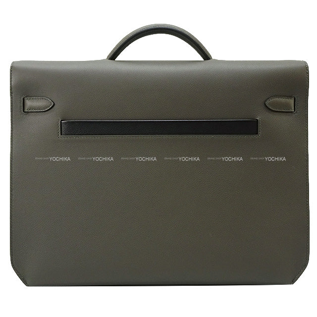 HERMES Briefcase Kelly Depeche 36 Color Matic Vert gris(C6)/Noir