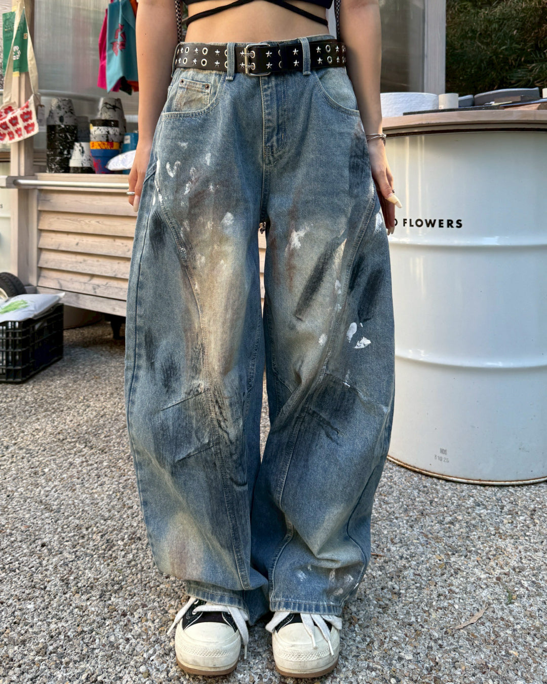 即納】ペイント加工カーブデニムパンツ HZ5003 – YOLO（ヨロ