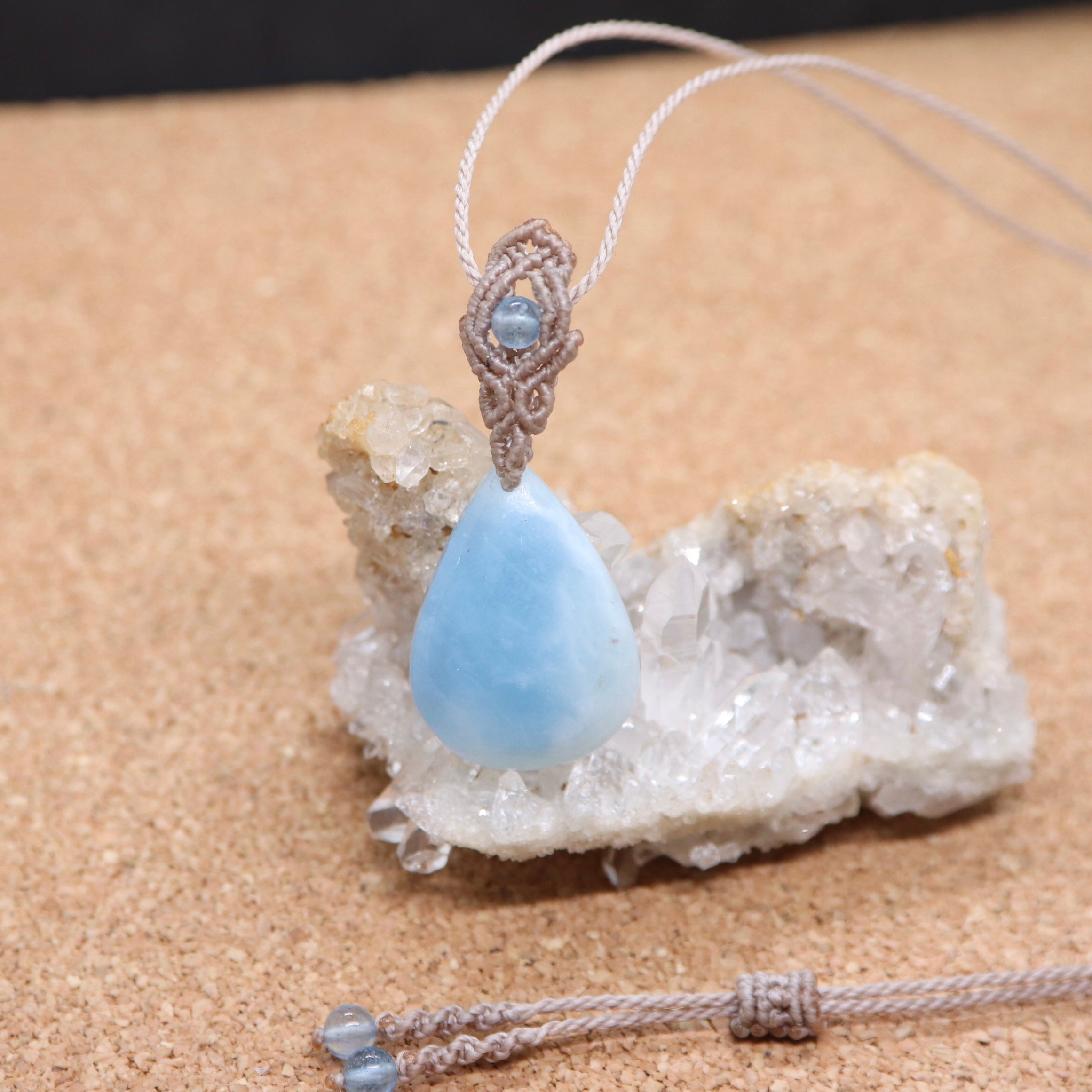 アクアマリンマクラメネックレスam17 – 天然石屋 優月堂