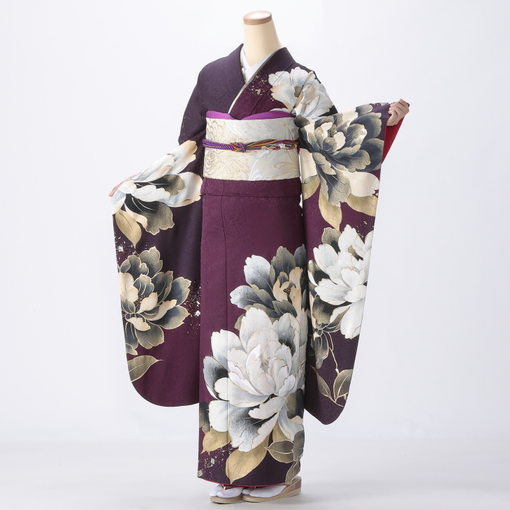 f0724220r2】【紫系】振袖 レンタル フルセット Mサイズ 成人式 着物
