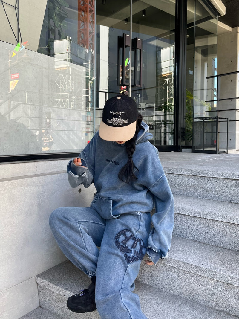 パンツ HTH Glitter Heart Logo sweat pants vintage like Heart Logo