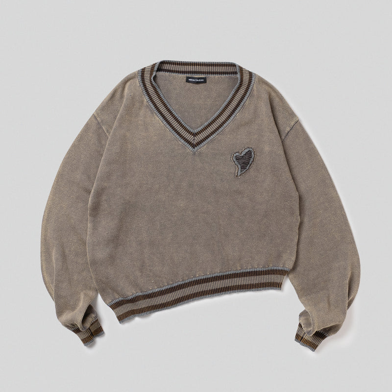 トップス HIROKI TSUZUKI V neck slanting sweater HIROKI TUZUKI V