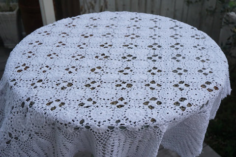 クロシェトップクロス 90×90 手編みレース マルチカバー – Heartful