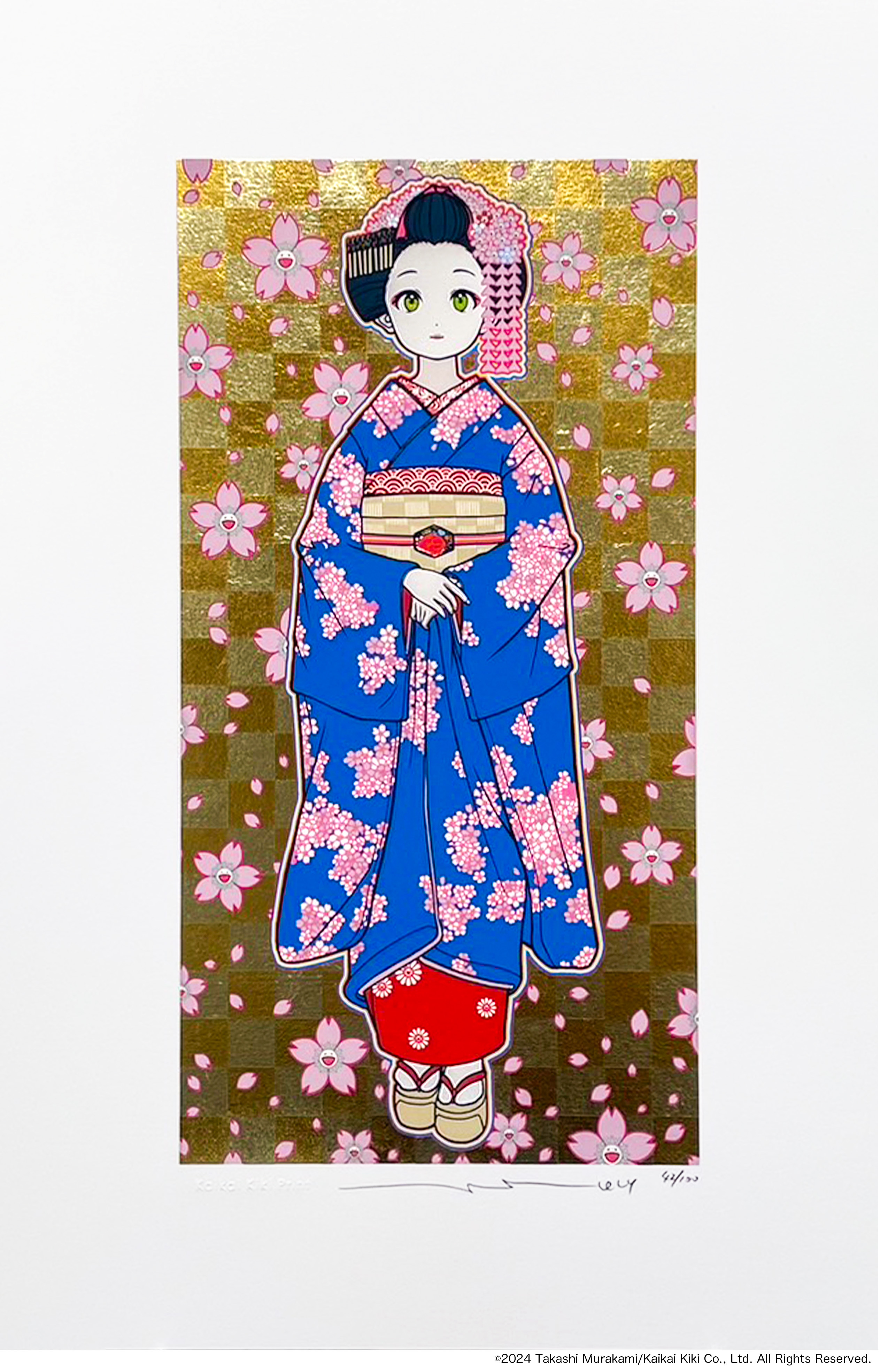 村上隆 もののけ京都 京都の舞妓さん 青に桜 SA 村上 隆 もののけ京都