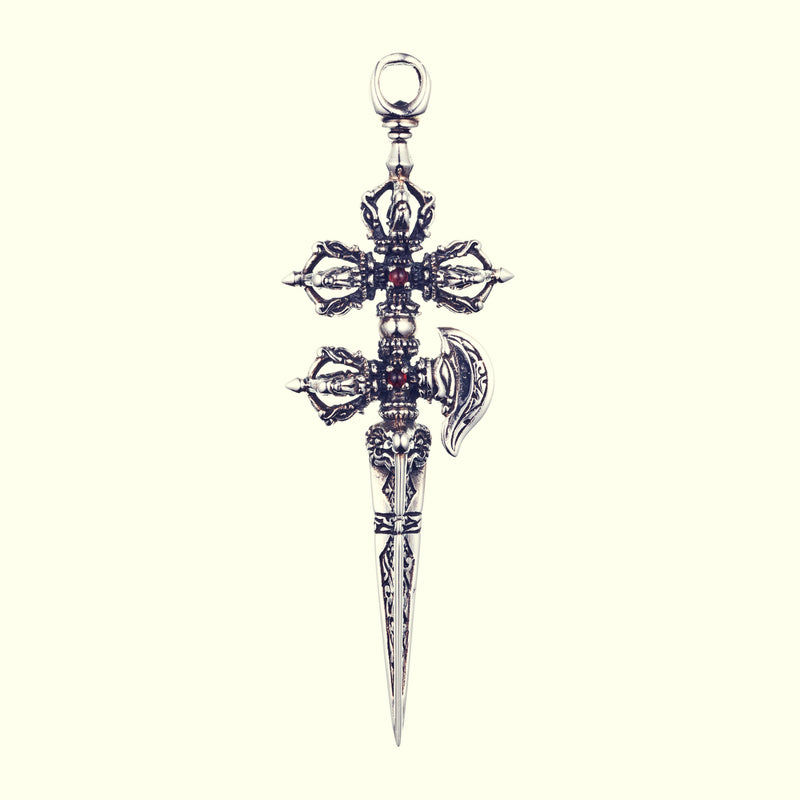 Bird Double Dorje Kartika Dagger (S) : (Garnet / Blue Moonstone