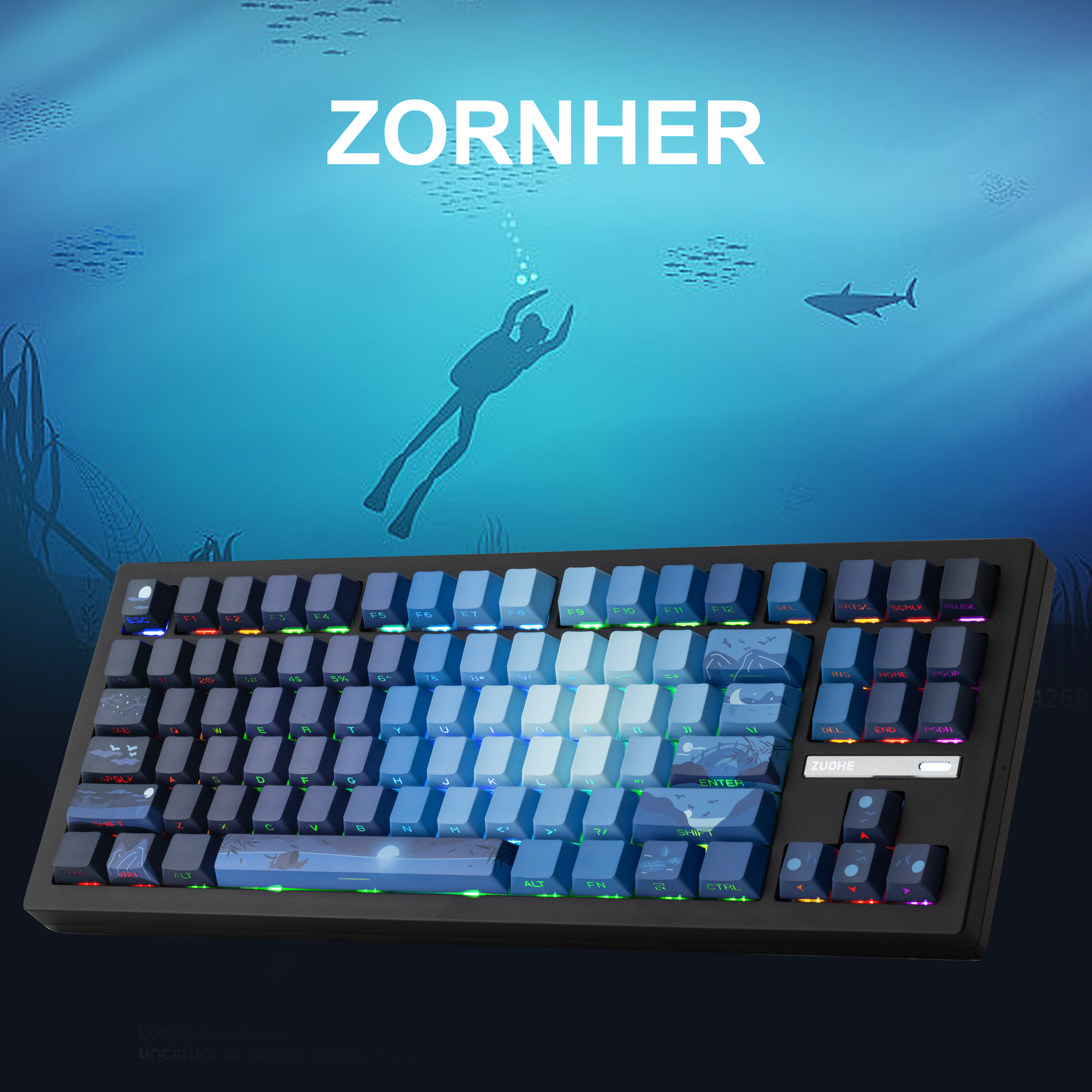 Zornher ZH870 昇華転写方式ワイヤレスゲーミングメカニカルキーボード