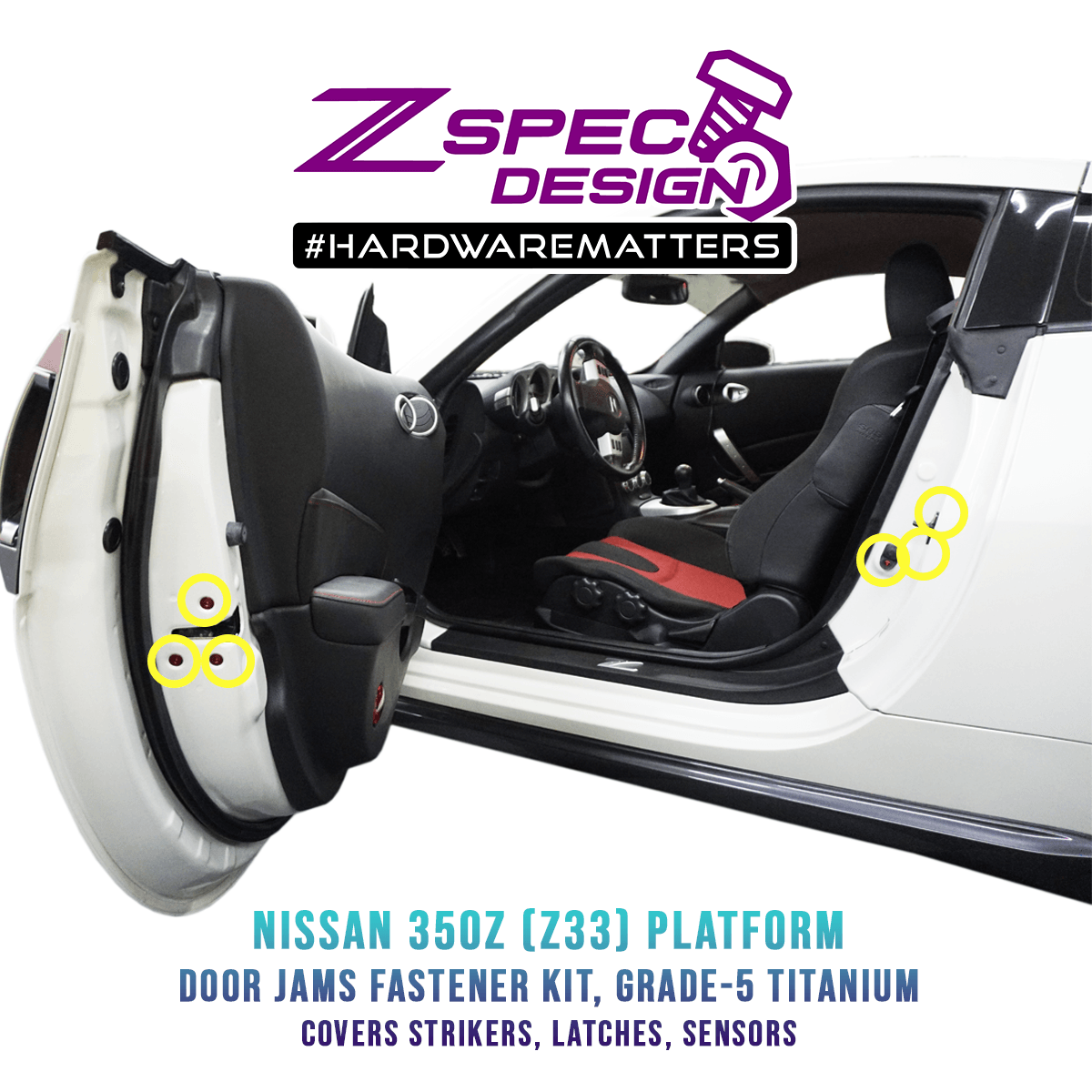 ZSPEC Fastener Kit, Door Jams Area for Nissan Z33 350z, Titanium