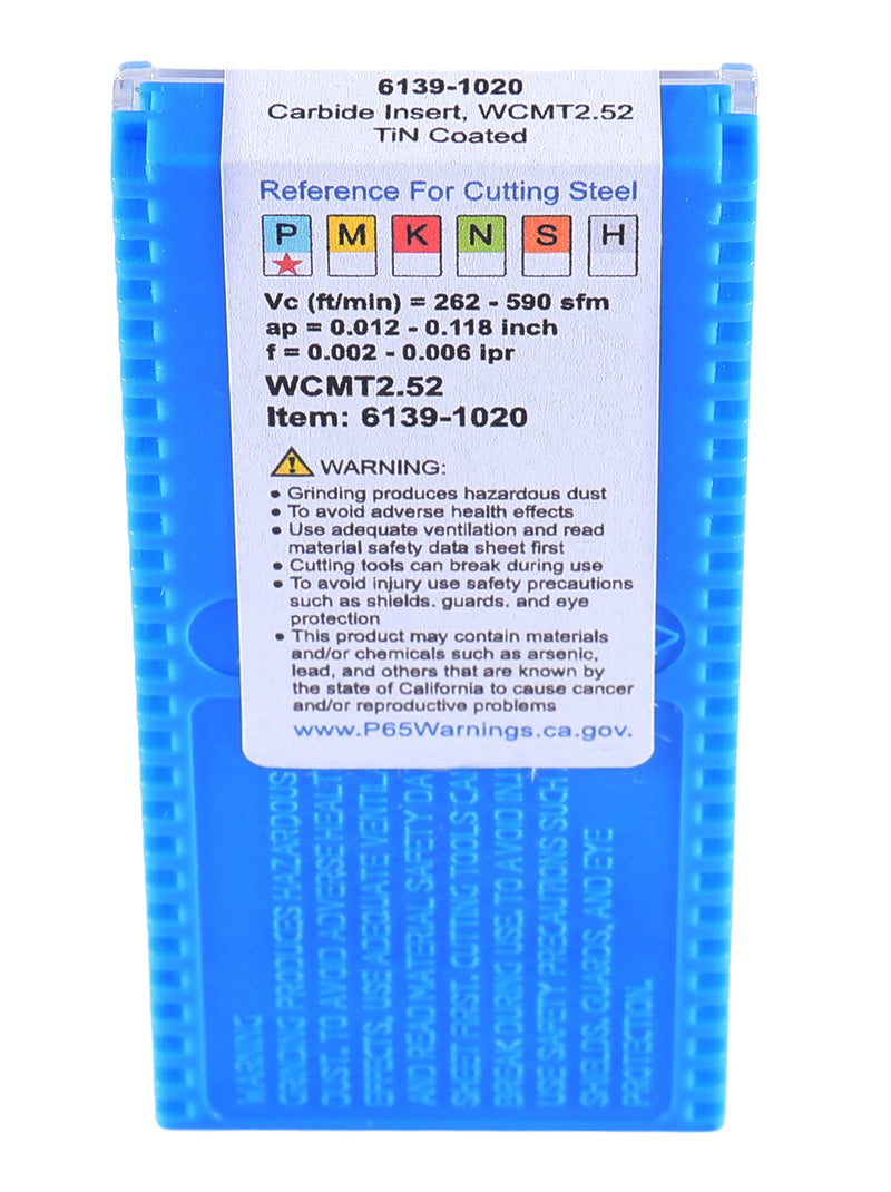 WCMT Inserts, TiN Coated, Carbide, 10 Pcs/Set