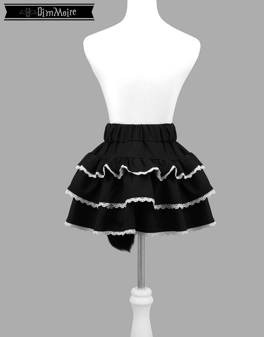 DimMoire【ディムモアール】チャーム付きフリルミニスカート/Black