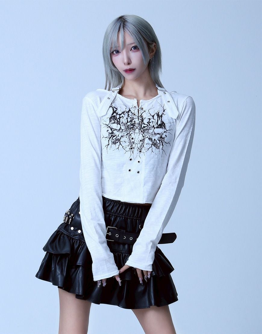 DimMoire【ディムモアール】チャーム付きフリルミニスカート/Gray