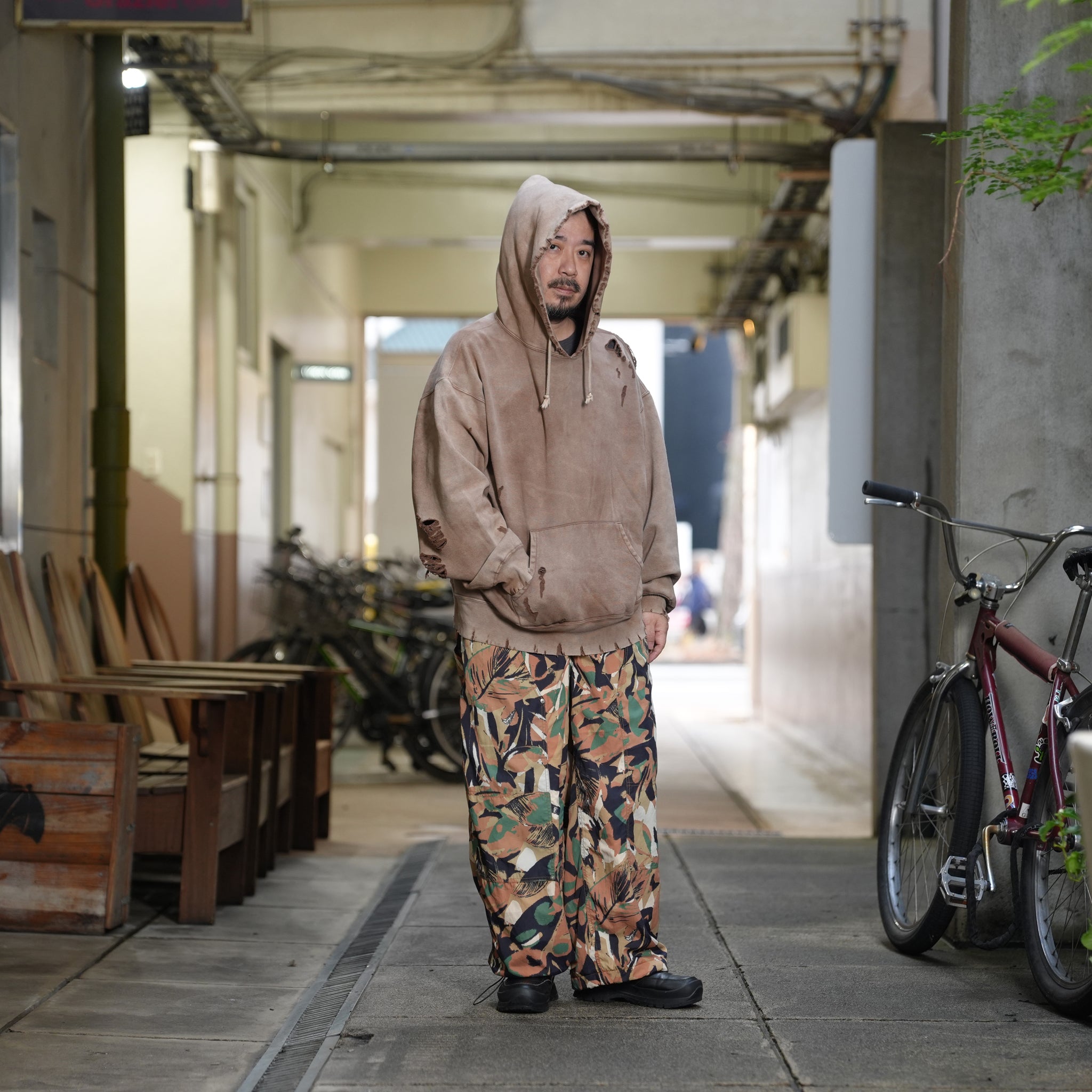 Distressed Sweat Parka | Color_Brown | No_lot : 25#07-3030-0_brown