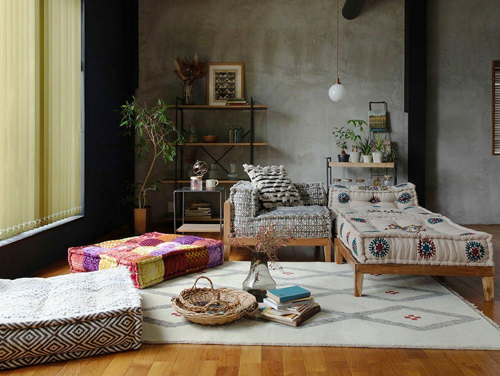 送料無料】ブロック マルチ ザブ オットマン マクラメ エンブロイ