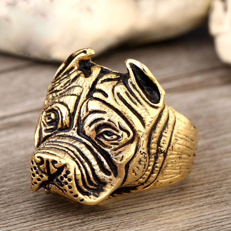 男性用のユニークな動物のピットブルリング、316lステンレス鋼