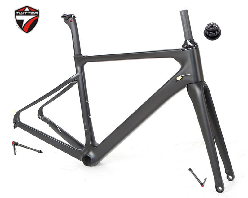 Twitter-カーボンロードバイクフレーム、ディスクブレーキ、スルー