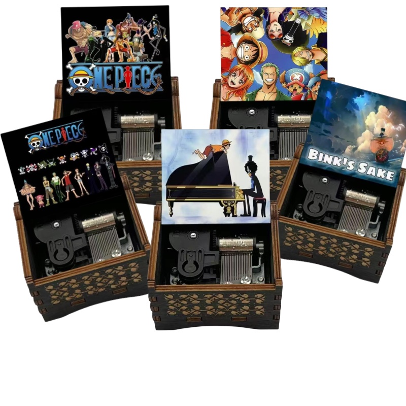 One Piece Wooden Painted Music Box Anime Carved Onepiece Music Box