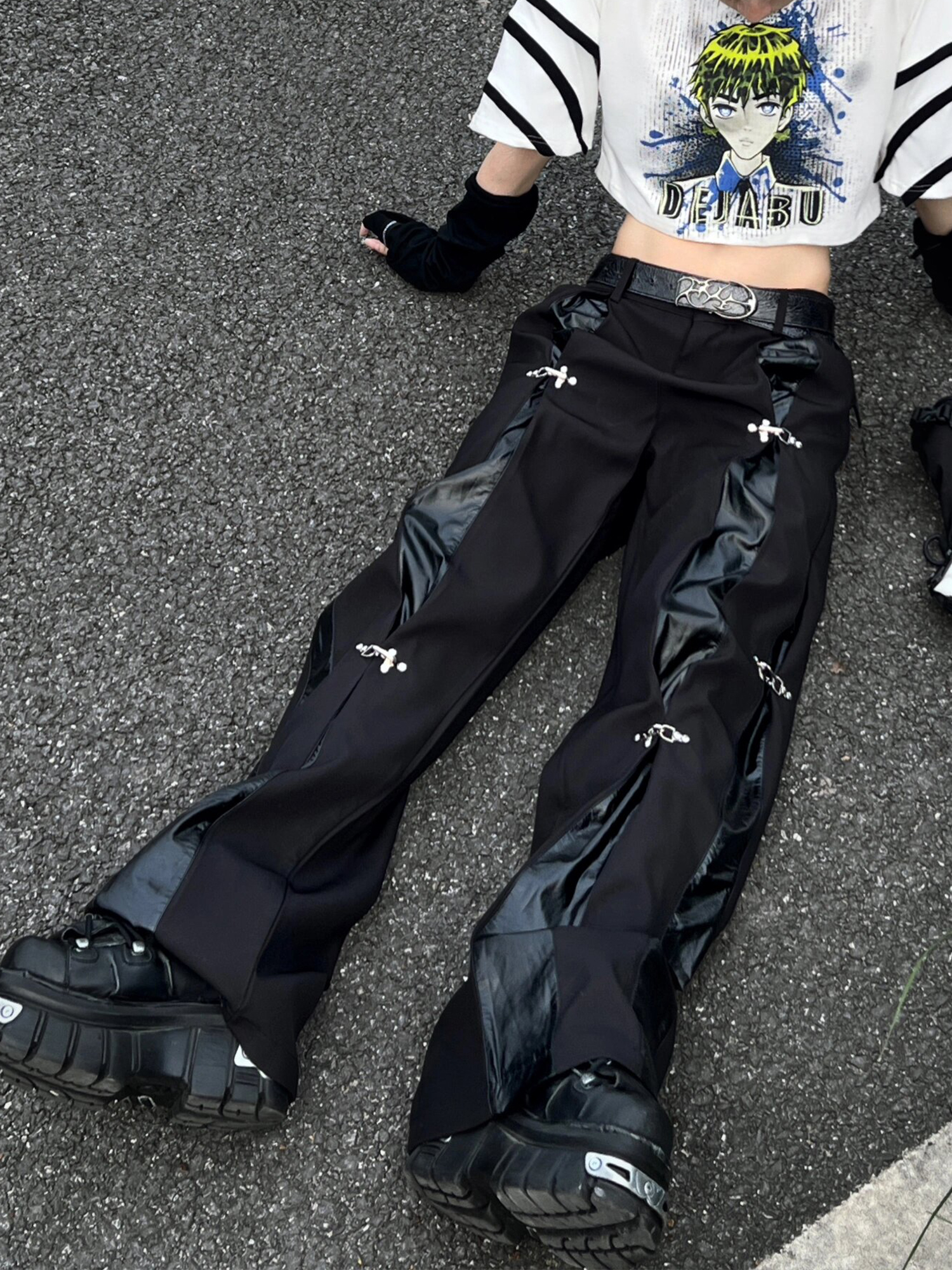 2024 y2k Style Black Men Cargo Outdoor Tracksuit Pants Y2K Design