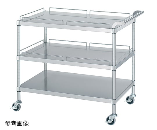 1-2476-12 ステンレスワゴン(SUS430) 750×450×800mm(棚3段) M03-7545