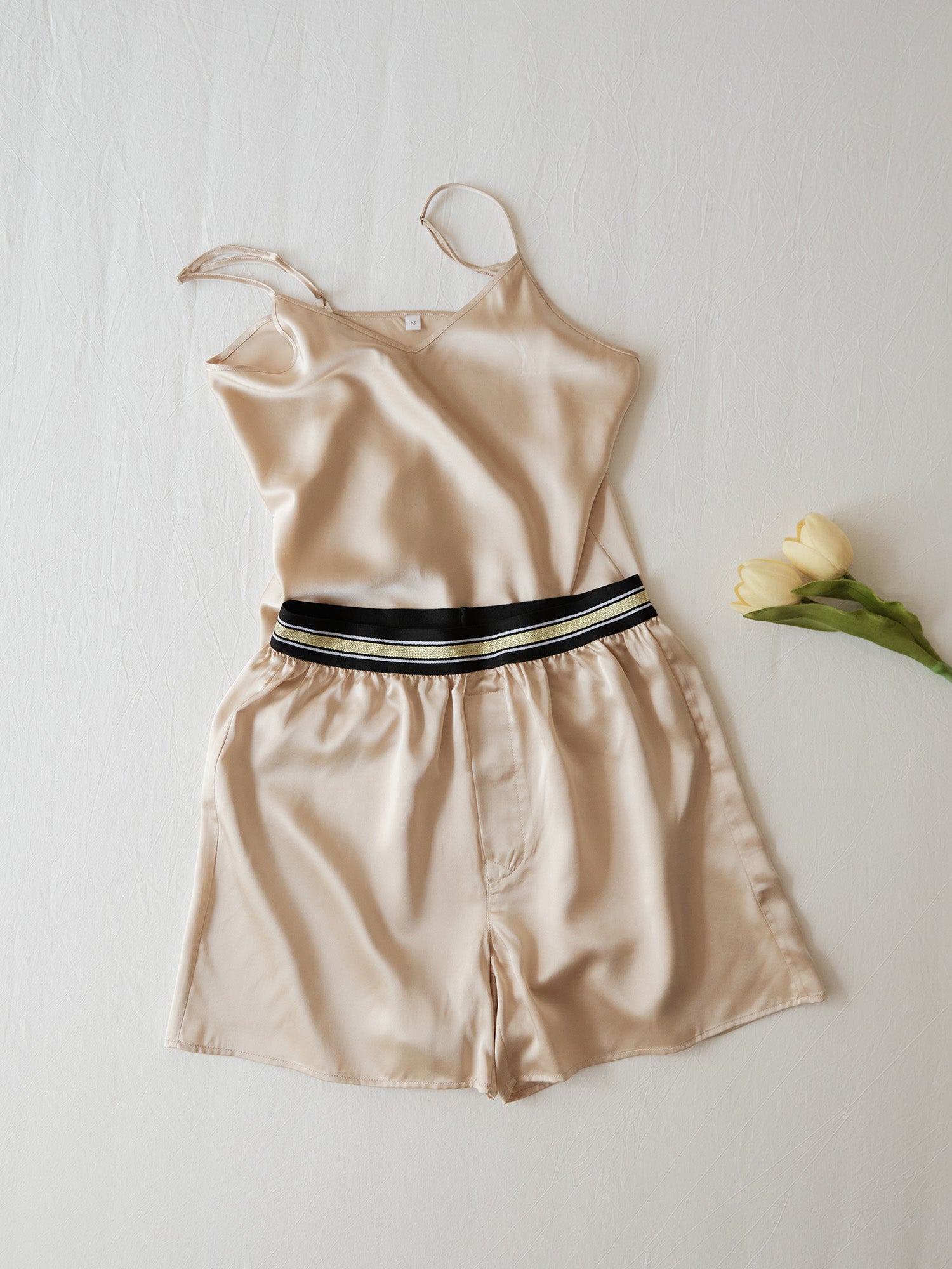 AILYサテンシルクキャミソールA (ライトゴールド/ピーコックブルー