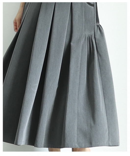 レディース 大人 上品 サイド切替プリーツ配色パイピングフレア