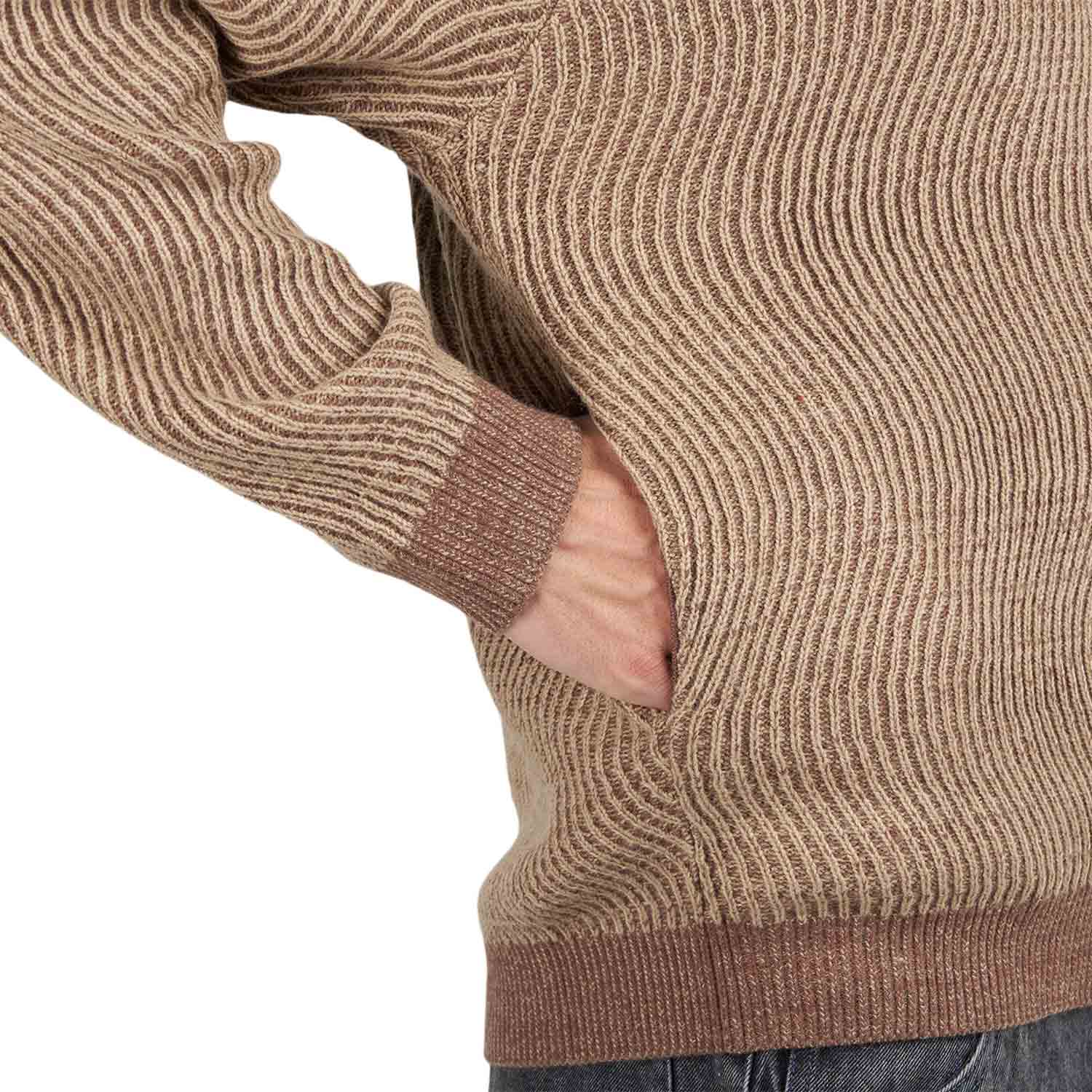 Dime Double Zipper Knit (Beige / Brown) DIMEHO245CAM - Allike Store