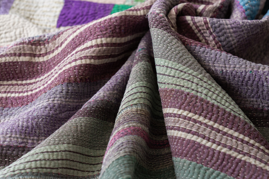 189 ヴィンテージ ラリーキルト / カンタキルト カバー 厚手 希少 紫