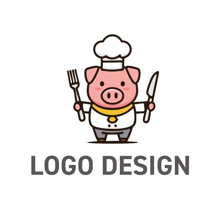 親しみやすさと美味しさを詰め込んだ、豚シェフのキャラクターロゴ