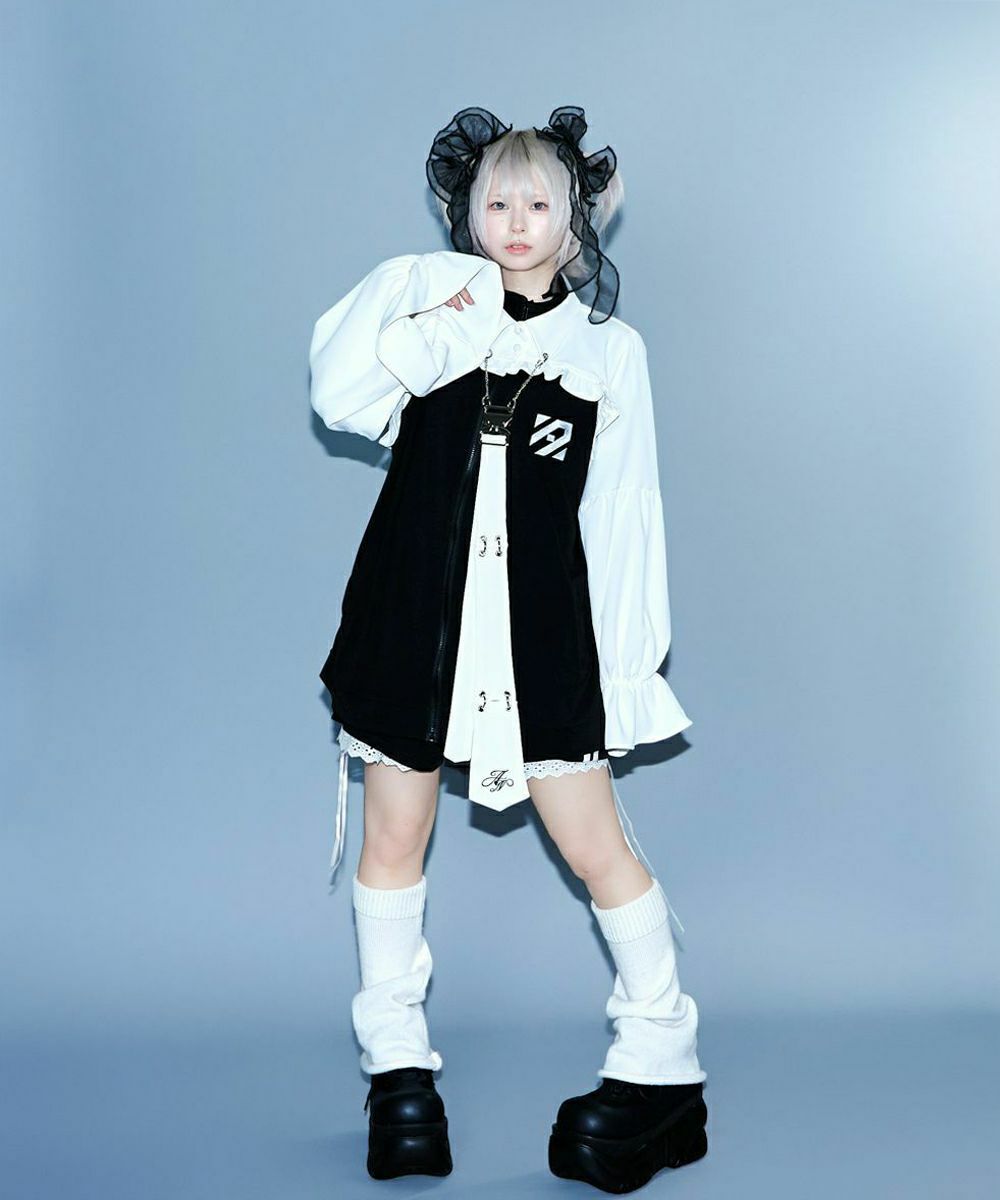 アノネノネ 長袖ジャージ 白×水色 ジャージセットアップ 長ズボン