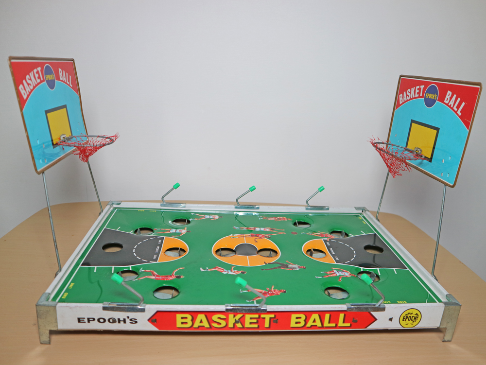 昭和40年代物 ブリキ部分あり卓上バスケットボールゲーム 赤