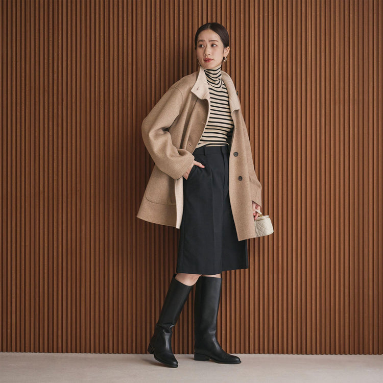 バイカラー リバー Aライン コート – &DROBE (アンドローブ)