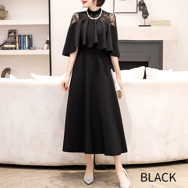 大きいサイズ レディース｜大きいサイズ□レースケープのドレス