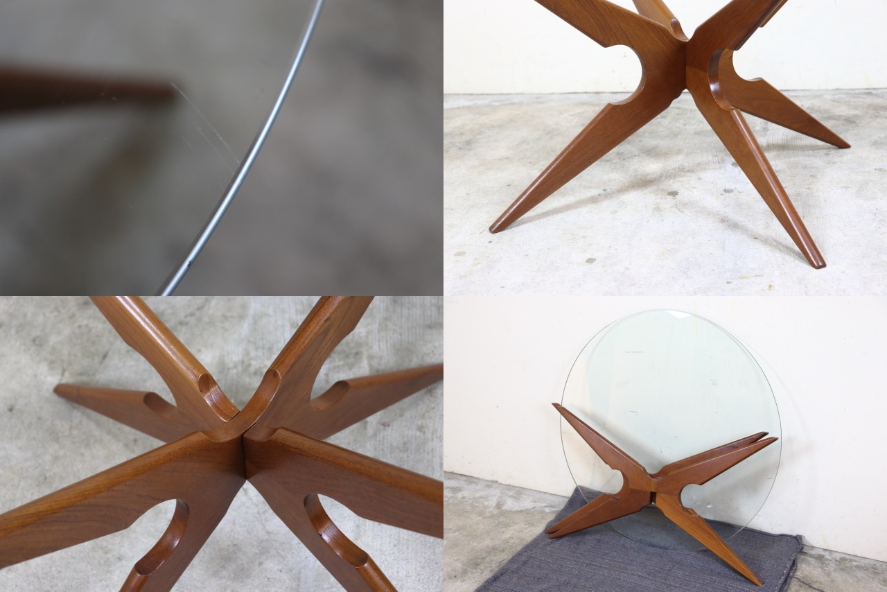 デンマーク ガラストップコーヒーテーブル 北欧 ヴィンテージ ち20-1