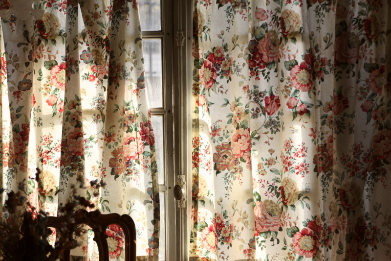 アンティークカーテン ヴィンテージファブリック 薔薇 花柄 イギリス