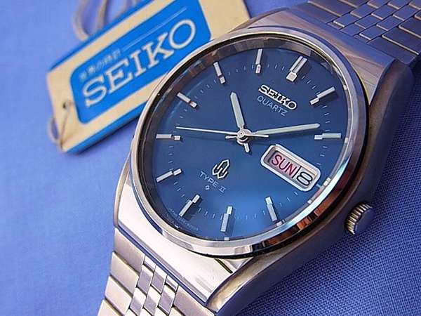 セイコー クォーツ TYPE2 未使用品 1977年 諏訪セイコー製 青色文字盤