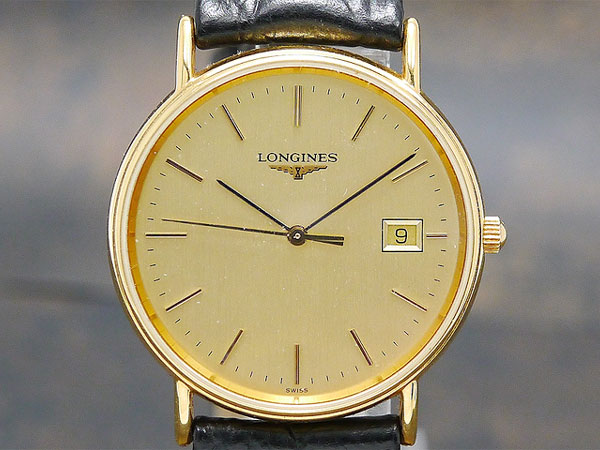 ロンジン 薄型 GF メンズ クオーツ デイト エレガントなメンズモデル