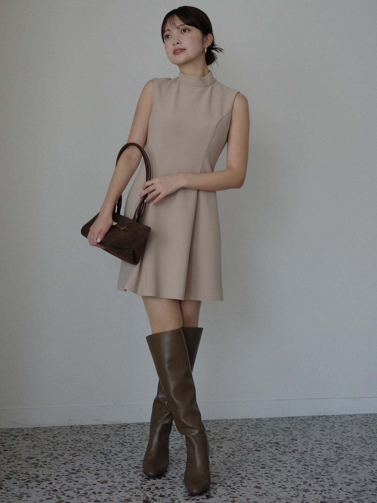 カットジョーゼットミニワンピース