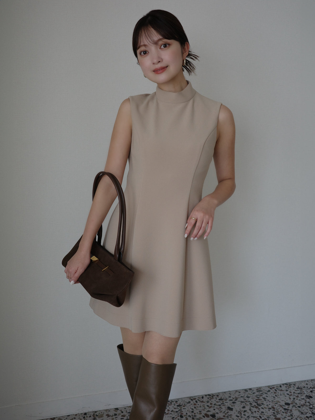 カットジョーゼットミニワンピース