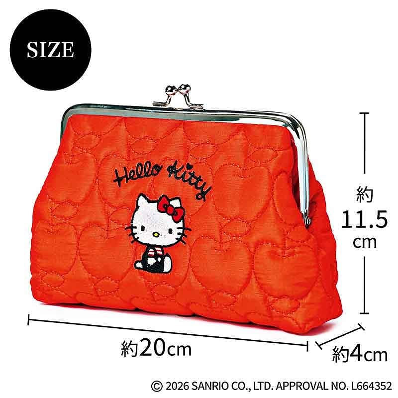 付録は「ハローキティ」刺繍入りがま口ポーチ、リンネル3月号増刊